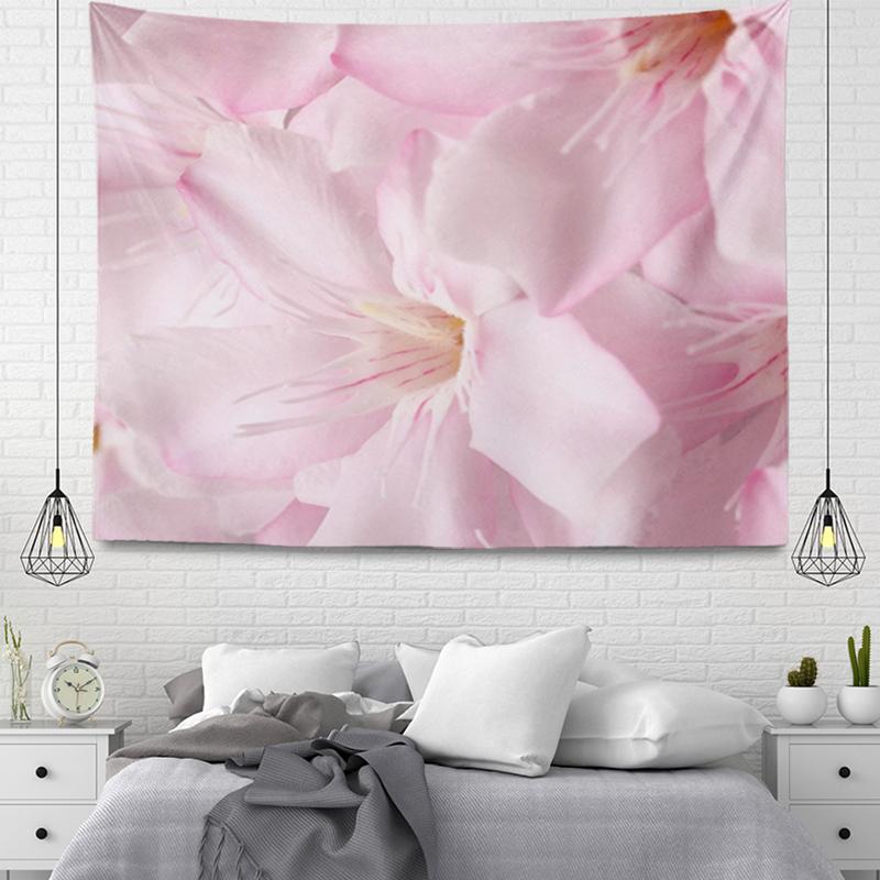 Pink Flowers Wall Tapestry Aesthetic Home Room Decor Boho Accessories Hanging Large Fabric Spring Simple Bedroom Tapestry