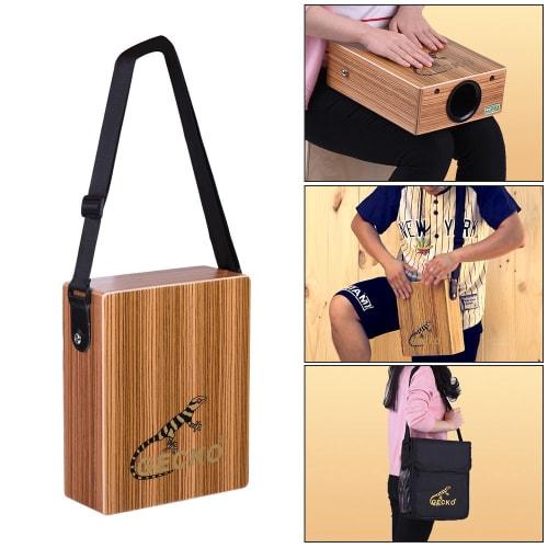 Btuty Traveling Cajon Box Drum Hand Drum Portable Wooden Percussion Instrument with Strap Carry Bag