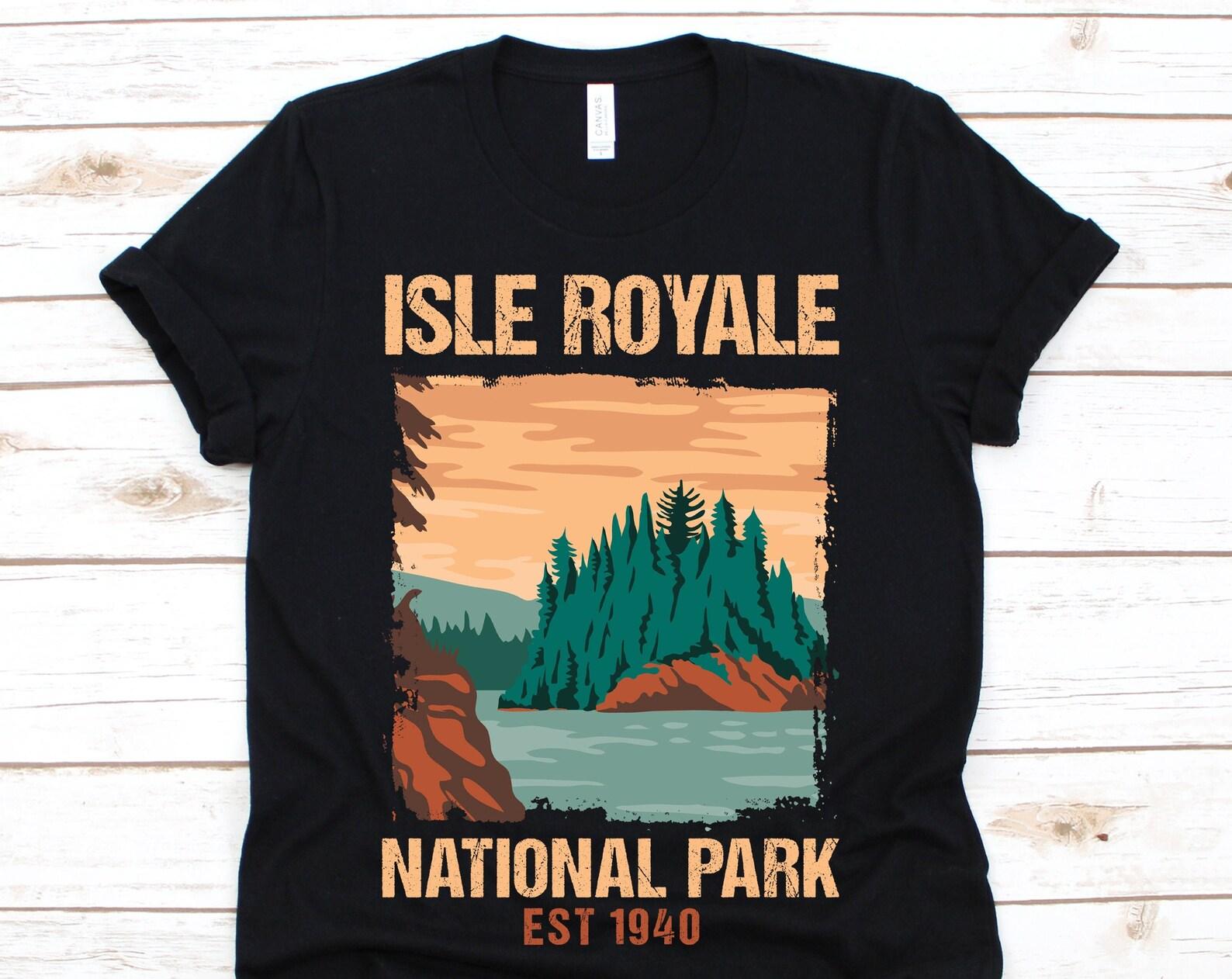 Isle Royale National Park US Lake Superior T-Shirt, USA Michigan Parks Lover Gifts, Adventure Outdoors, Camping Hiking, Backcountry Travel, 120