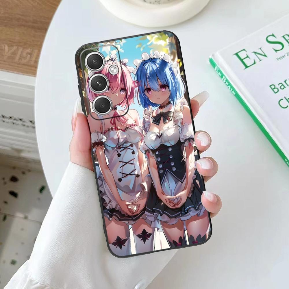 Re Zero Rem Girl Mobile Cell Phone Case for Samsung Galaxy S24 S23 S22 S21 S20 S10 S9 Plus FE Ultra Lite Black Phone Cover Shell