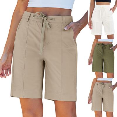 Shorts pour femmes à cordon de serrage, taille élastique, légers, d'été, décontractés, avec poches