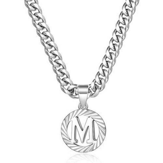 Unisex European & American Silver Letter Clavicle and Cuban Chain - Perfect Holiday Gift