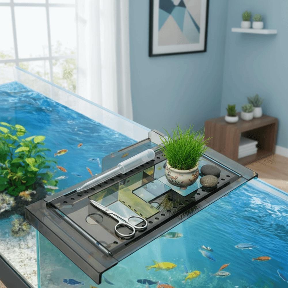 Punch-free Fish Tank Storage Rack Durable Retractable Tool Holder  Reptile Terrarium