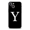 Luxury Phone Case For Apple iPhone 11 15 14 Pro MAX 12 13 7 8 Plus X XR XS MAX SE Black Cover Funda Initial Letter A Z Fashion