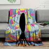 1Pc Posterillustration Print Flannel Blanket, High quality Comfortable for All Seasons, Warmth and Comfort, Perfect for Christmas Gifts