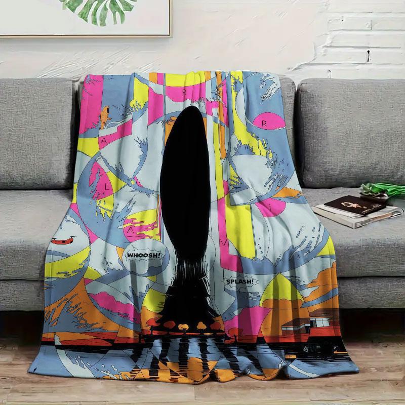 1Pc Posterillustration Print Flannel Blanket, High quality Comfortable for All Seasons, Warmth and Comfort, Perfect for Christmas Gifts