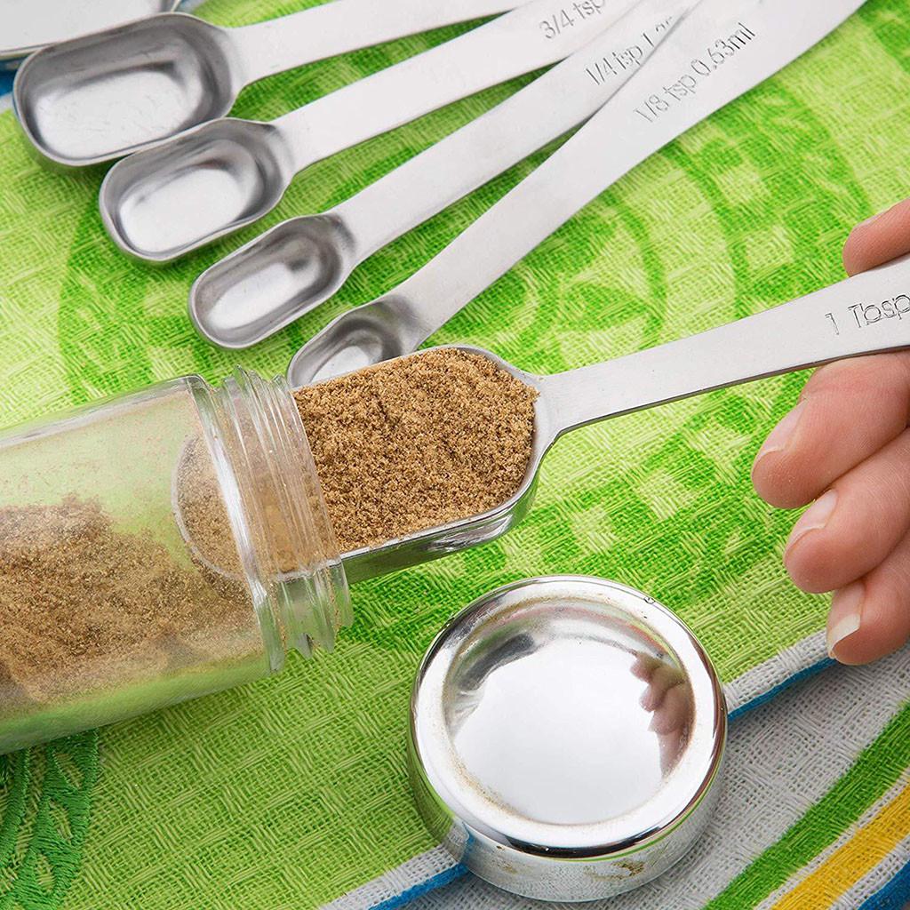 A Set Measuring Dry And Liquid Stainless Steel Measuring Spoon 6Pcs
