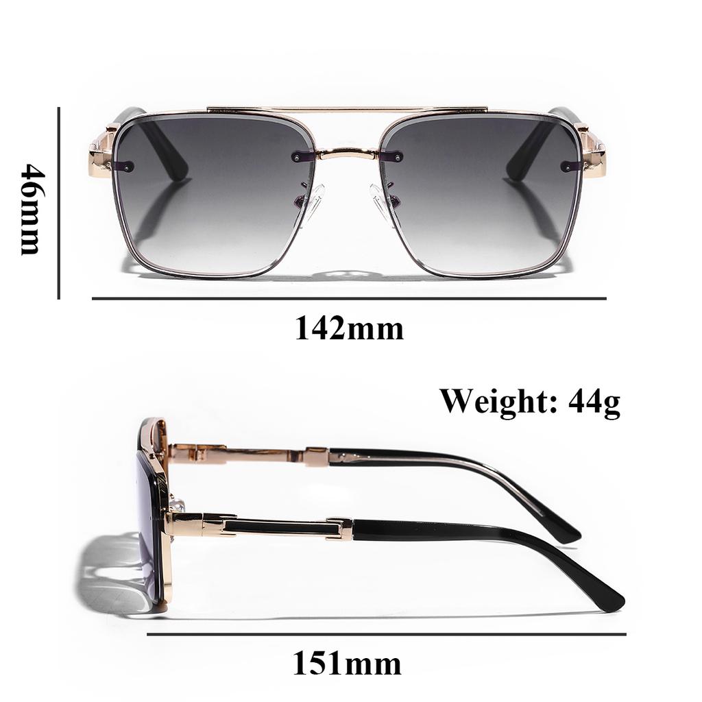 Ruiao Square Mens Designer Sunglasses Metal Frame Gradient Luxury Shades UV400 Rectangle Pilot Sun Glasses for Men