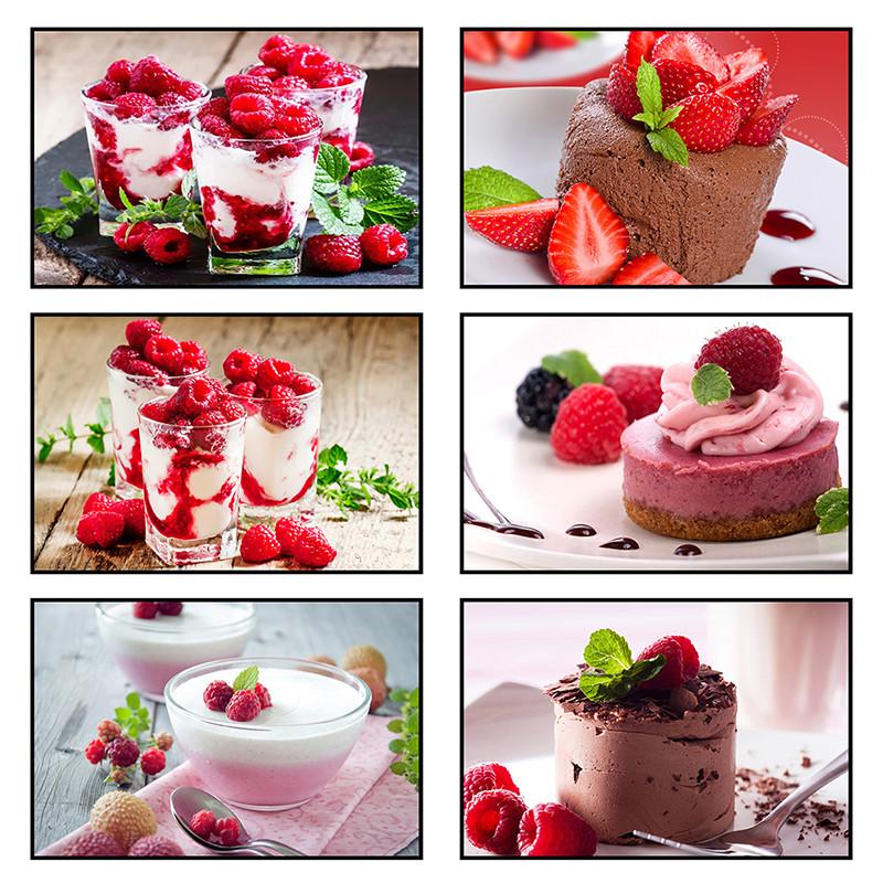 Strawberry Ice Cream Themed Decorative Painting Picture Cakery Decor Restaurant Dessert Shop Decoration Canvas Printing