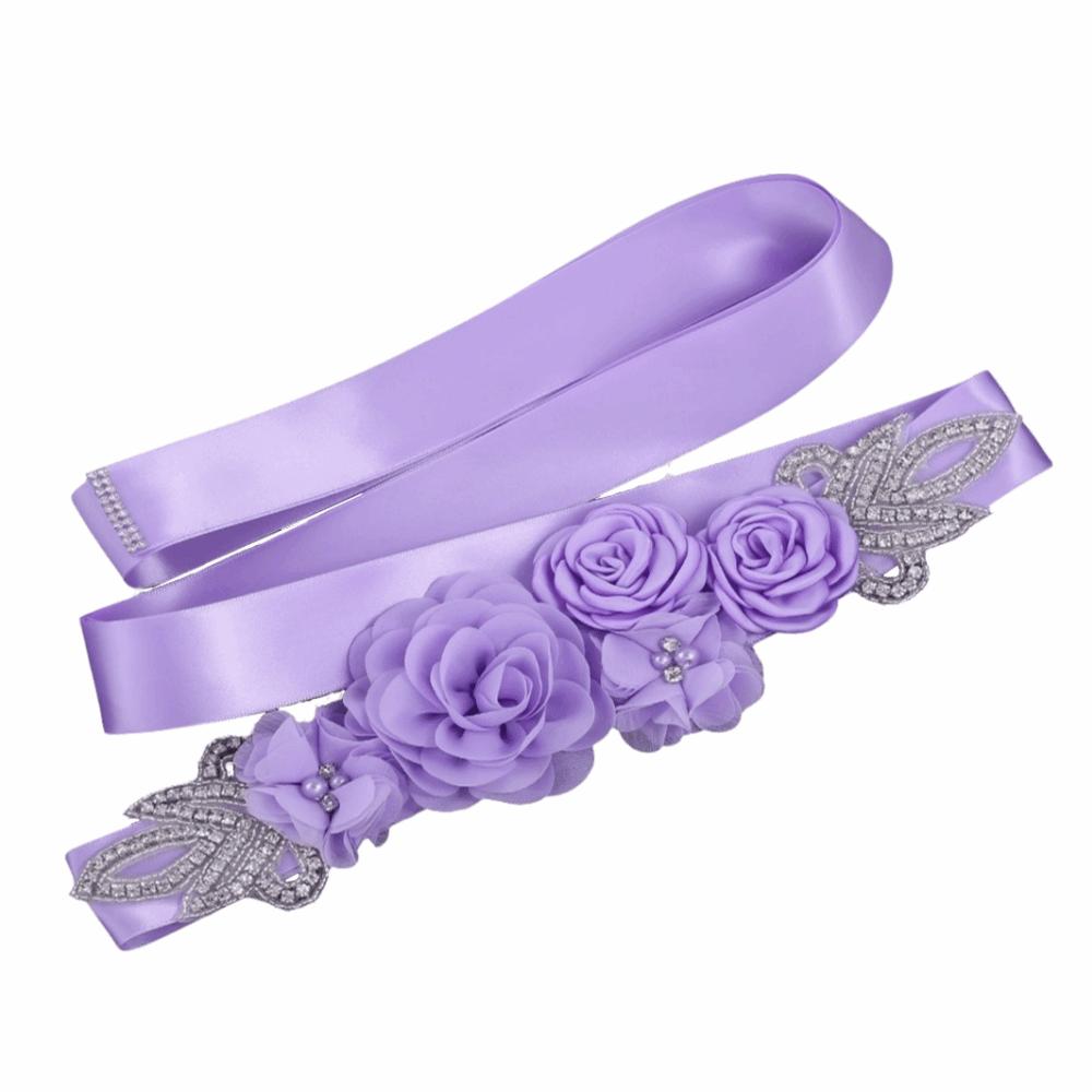 Creative Wedding Flower Waistband Rhinestone Beaded Floral Applique Sash Bridal Dress Accessories