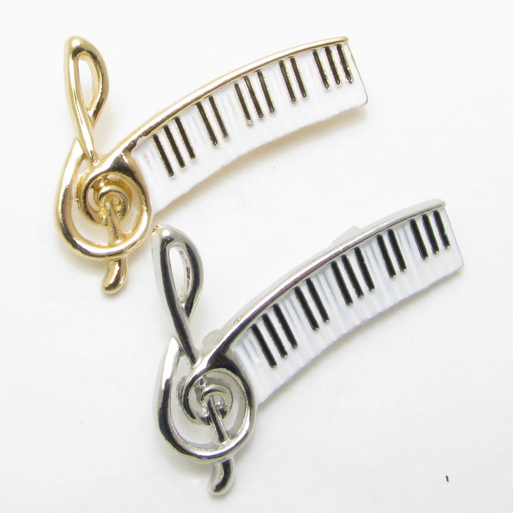 Brooch for Women and Piano Treble Musical Gold Silver Pin CHS10131 Men, Keys, Clef, Notes, Color, Color, Pin, Brooch, (Gold Color)