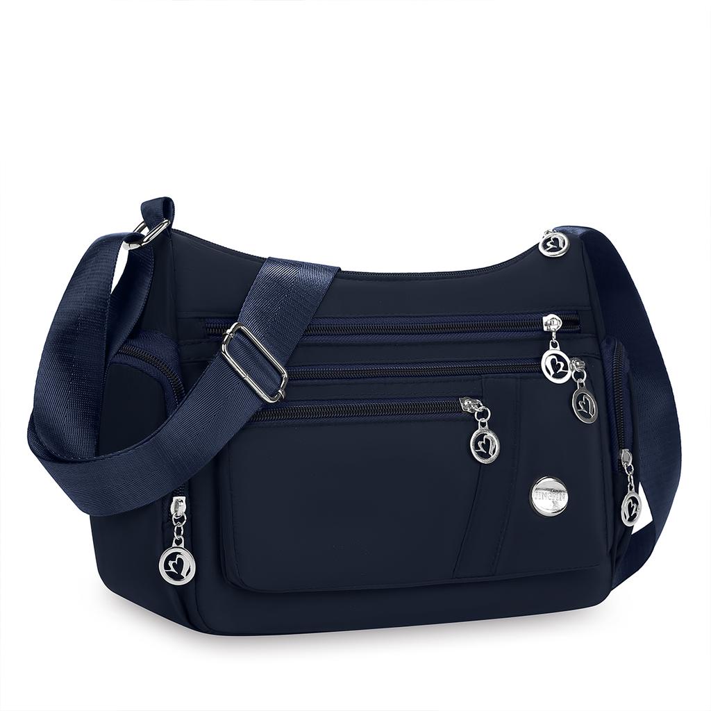 Stylish Crossbody Bag for Women Lightweight Large Capacity Nylon Shoulder Bag Multi-Pocket for Daily Use Commuting
