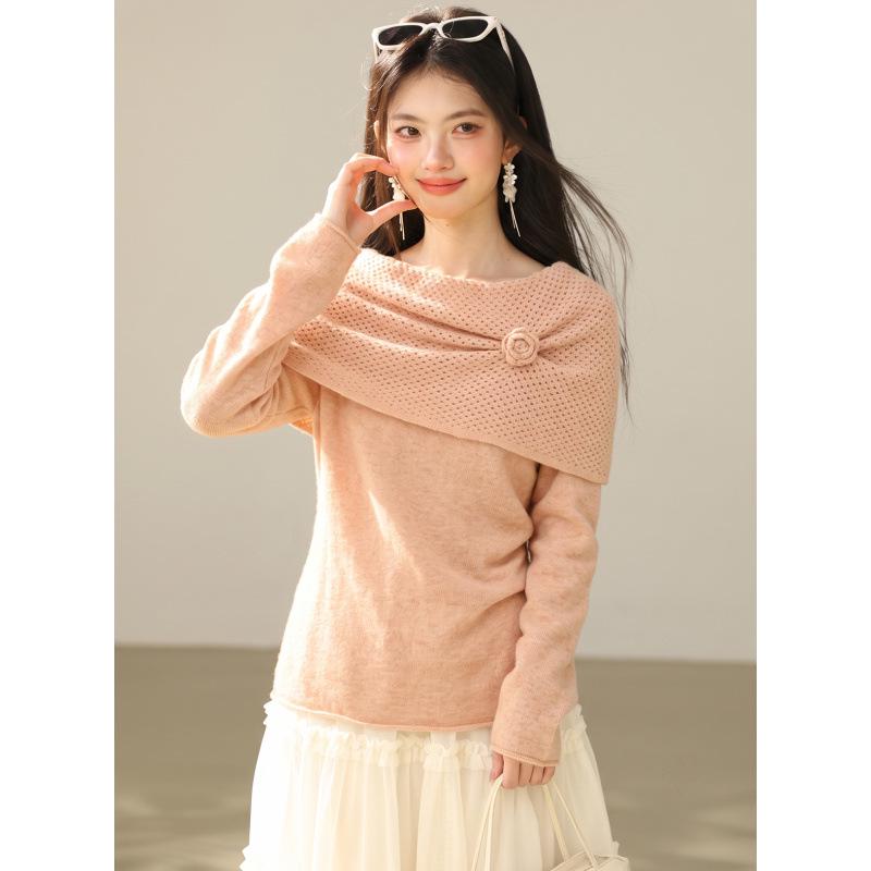 2026 Autumn Women's Wool Shawl Sweater: New Year Hollow Knit