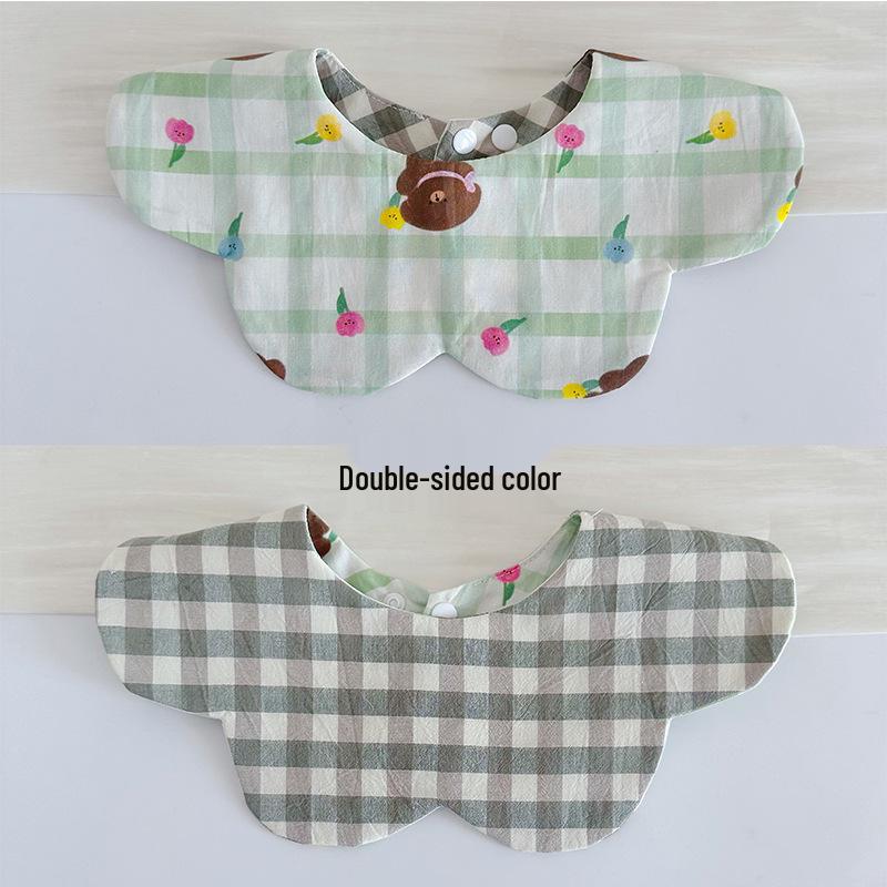 Korean Style Double-Sided Gauze Baby Drool Bib - Newborn Petal Design, Breathable