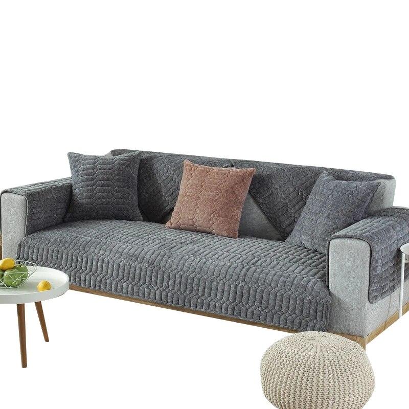 Crystal Velvet Sofa Polyester Winter Plush Sofa Cushion Uniform Color Modern Simple Sofa Cover
