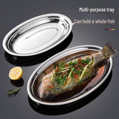 Extra Thick Stainless Steel Oval Fish Grill & Roasting Plate