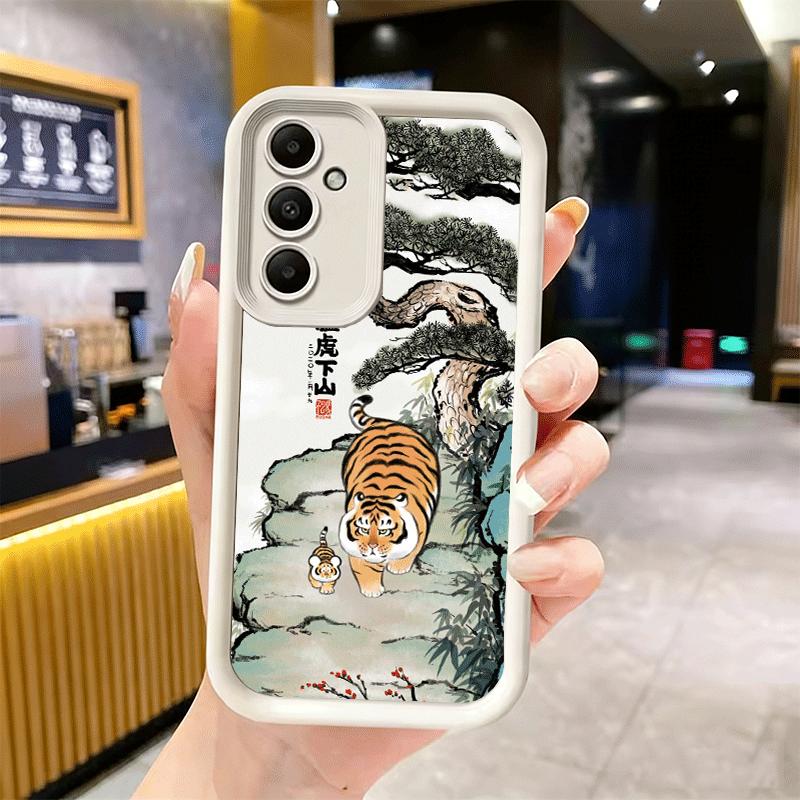 Phone Case for Samsung Galaxy A17 A16 A15 A14 A13 Cartoon Fat Tiger Funny A56 A36 A26 A55 A35 A25 A54 A34 A24 A53 A33 A23 A07 A0