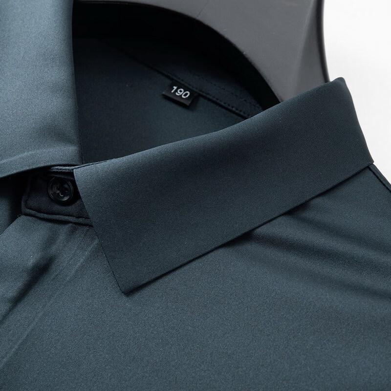 Dibinze Men's Plus Size Hidden Zipper Wrinkle-Free Long Sleeve Shirt