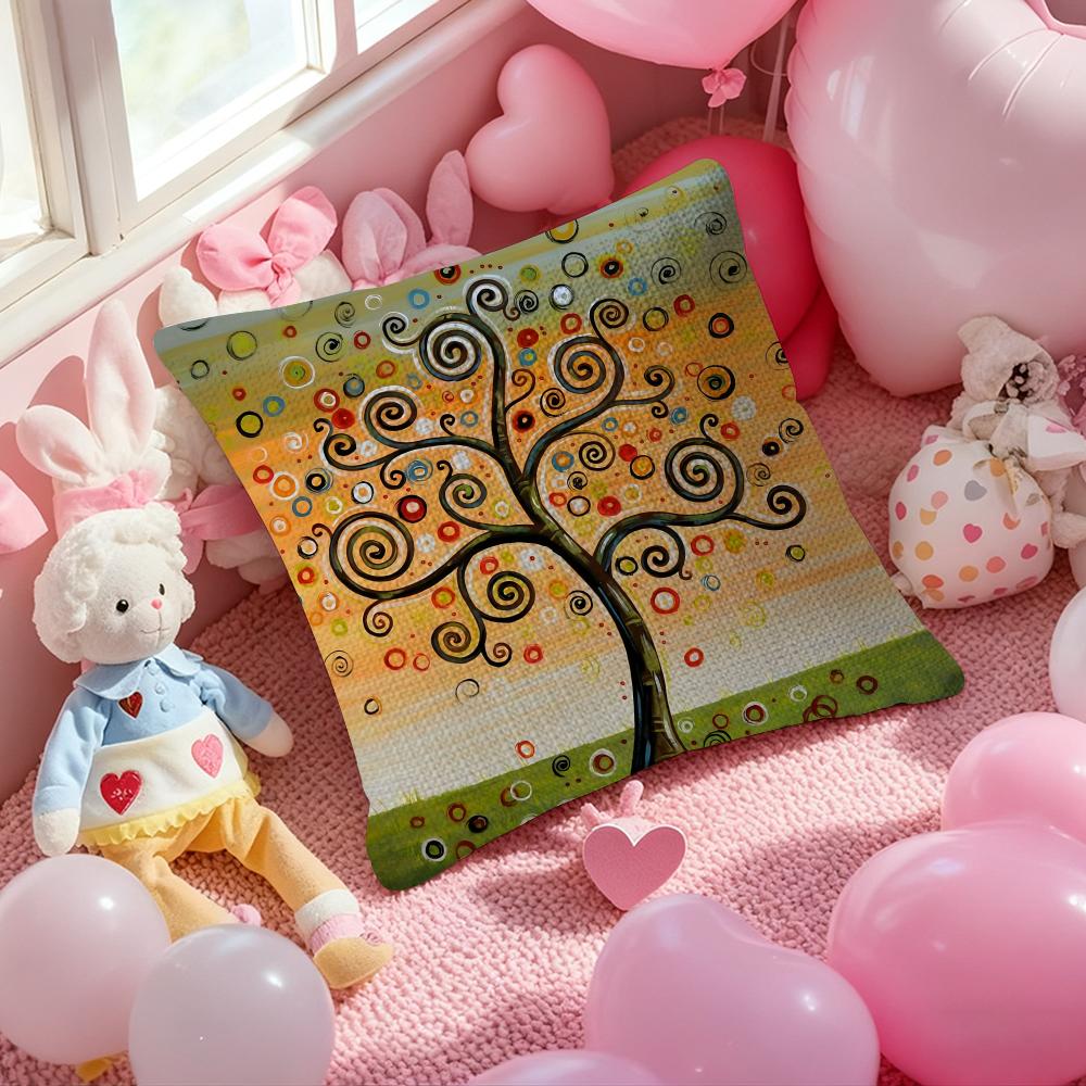 Colored Tree Pillow Case Antidustmite Pillowcase Invisible Zipper Silky Short Plush Sofa Cushion Cover