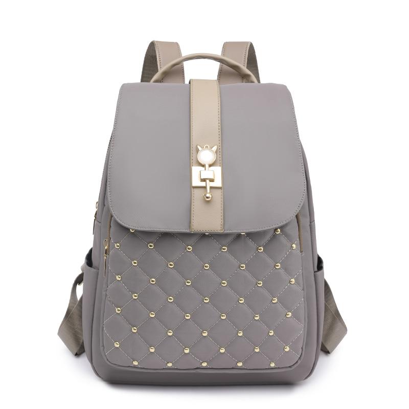 

Высококачественный нейлоновый водонепроницаемый рюкзак, женский повседневный рюкзак на ремне с заклепками, школьные сумки для девочек-подростков, Mochilas серый