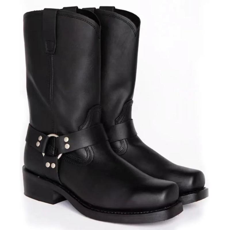 Men's Faux Leather Motorcycle Cowboy Boots