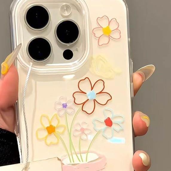 White IMD Full Screen Flower Mobile Phone Case Suitable for Apple 16promax Anti Fall IPhone 15 New Protective Case