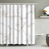 Luxury White Marble Shower Curtain Set For Bathroom Decor Modern Gold Accents Bath Mat And Hook Package Kit (200 X 180Cm)