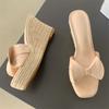 Fashion Eilyken Summer Butterfly-kont Women Slippers Solid Platform Wedges Peep Toe High Heels Banquet Sandals Shoes