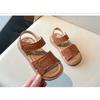 Korean Style Hollow Floral Princess Sandals, Summer Open Toe Leather Shoes for Baby Girls