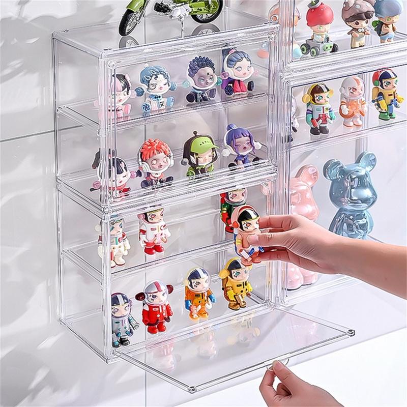 1PC Transparent Ladder Handmade Anime Car Model Blind Box Three Layer Dustproof Storage Box Jewelry Sorting Box  Acrylic Display