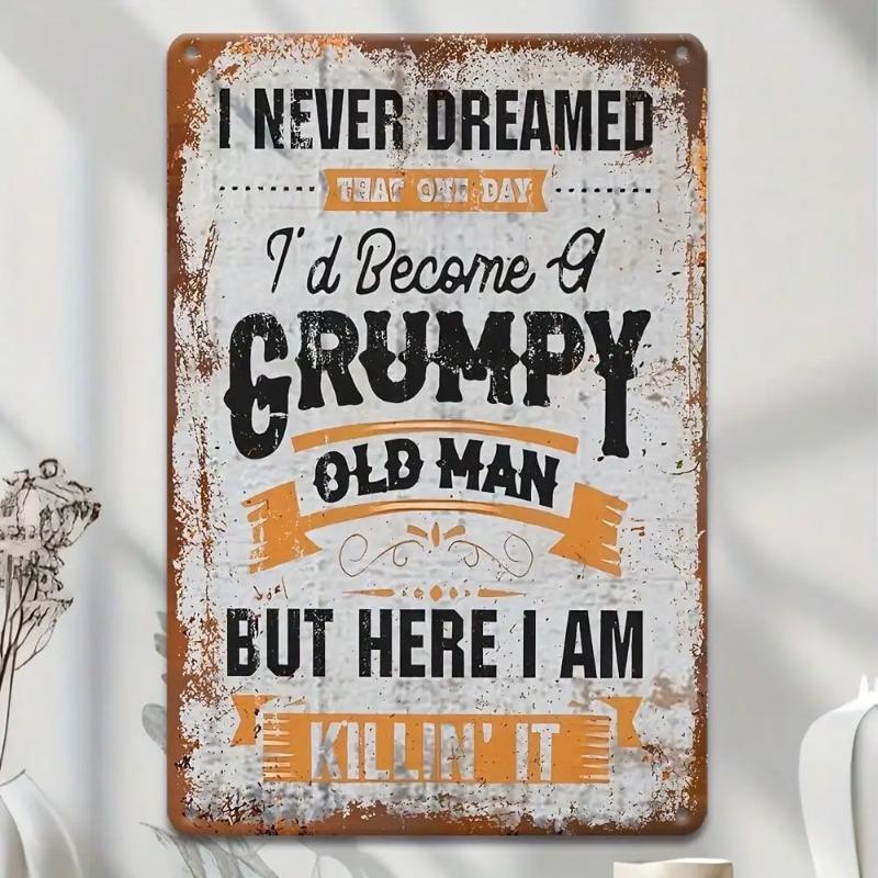 Funny Grumpy Man Vintage Metal Wall Art Decor Home Comedy Fan Gift