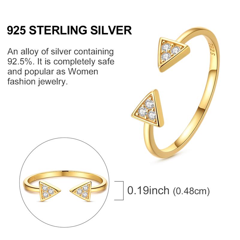 Authentic Original Ring Copper Metal Golden Triangle Geometric Ring Woman's Open Ring Anniversary High Quality Fine Perfect Gift Accessory