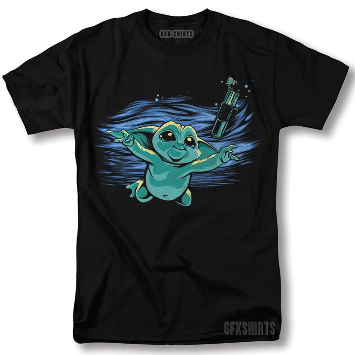 Nirvana Baby Yoda Shirt Star Wars Funny Graphic Design T-shirt S