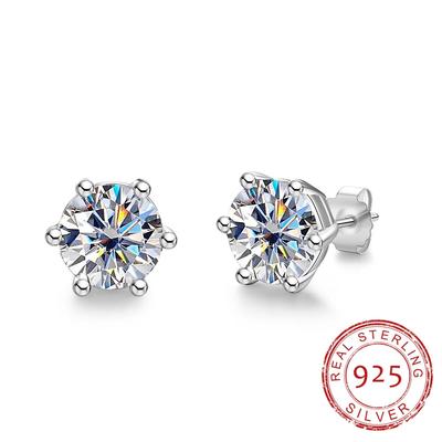 D Renk 4/2/1ct Toplam Moissanite Küpeler Elmas 925 Ayar Gümüş Altın Kaplama Sertifika Moissanite Takı Toptan