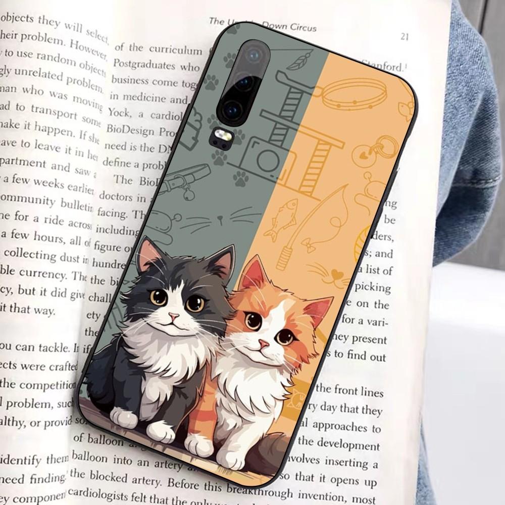 Cartoon Cute Cats Background Phone Case For Huawei Honor 10 Lite 9 20 7A 9X 30 50 60 70 Pro Plus Soft Silicone Cover