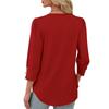 Women's Fashion Casual Solid Color V-neck  T-shirt Top