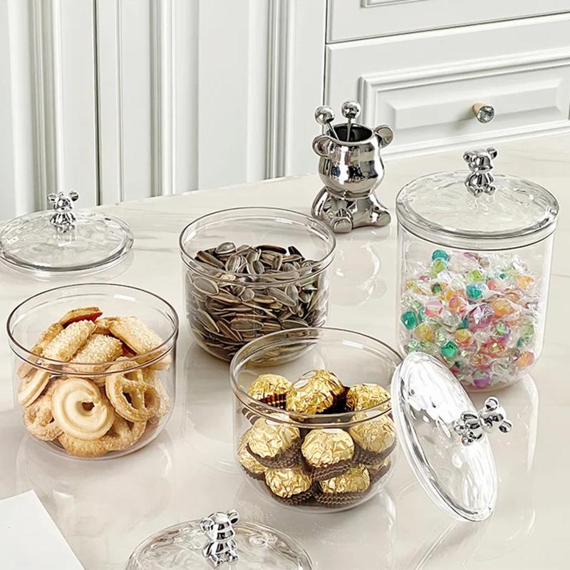 Cute Bear Food Container Kitchen Grains Storage Jar Tea Coffee Beans Airtight Jar Candy Nuts Storage Box Tea Spices Bottles