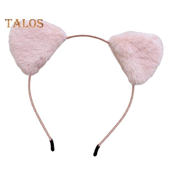 

Женская повязка для волос, мягкий пушистый плюшевый мультяшный декор для ушей котенка, эластичный узкий противоскользящий обруч с узкими полями, обычная посадка, сплошной цвет, украшение на голову, обруч для волос розовый