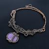 Purpurite 999 Copper Wire Wrapped Necklace with Adjustable Chain, Handmade Gemstone Jewelry Necklace For Memorial Day