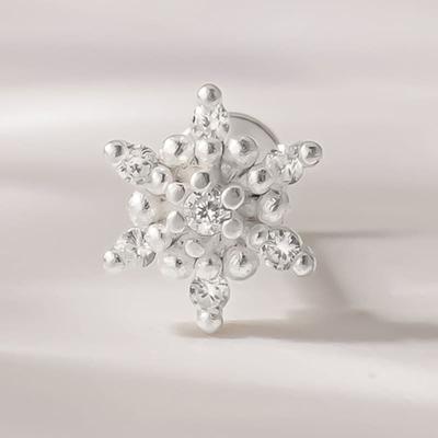 JEWNEL (1+1/Single Item)Silver 925 Silver Ball Snowflake Labret Piercing