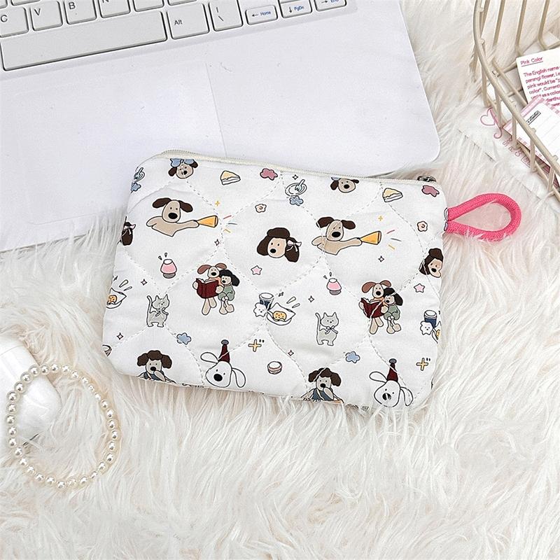 Ins Style Flower Coin Purse Cartoon Rabbit Clutch Bag Lipstick Earphone Sundries Storage Bag Wallet Pouch Mini Makeup Bag