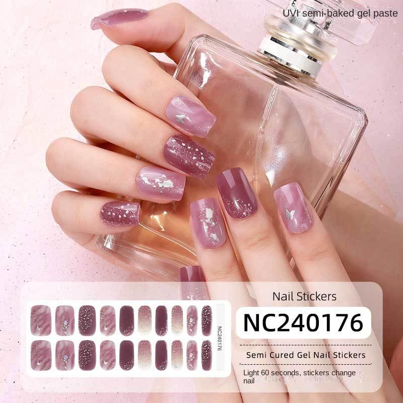 New Hot Stamping Laser Gel Nail Stickers French Nail Polish Glue Semi-cured Gel Nail Stickers
