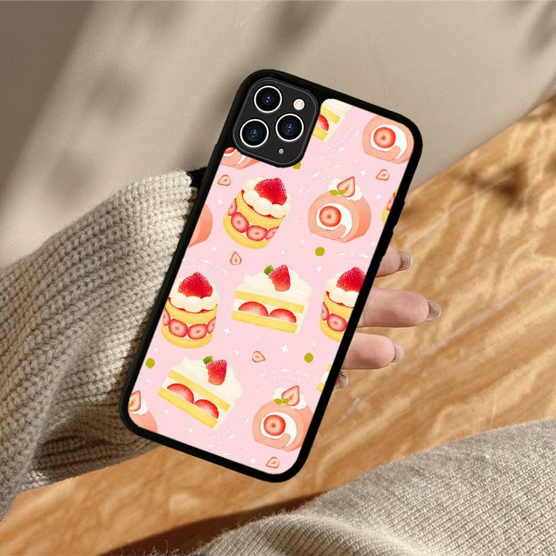 Krásný jahodový dort Pouzdro na telefon Silikonové PC+TPU Pouzdro pro iPhone 11 12 13 Pro Max 8 7 6 Plus X SE XR Tvrdé Fundas