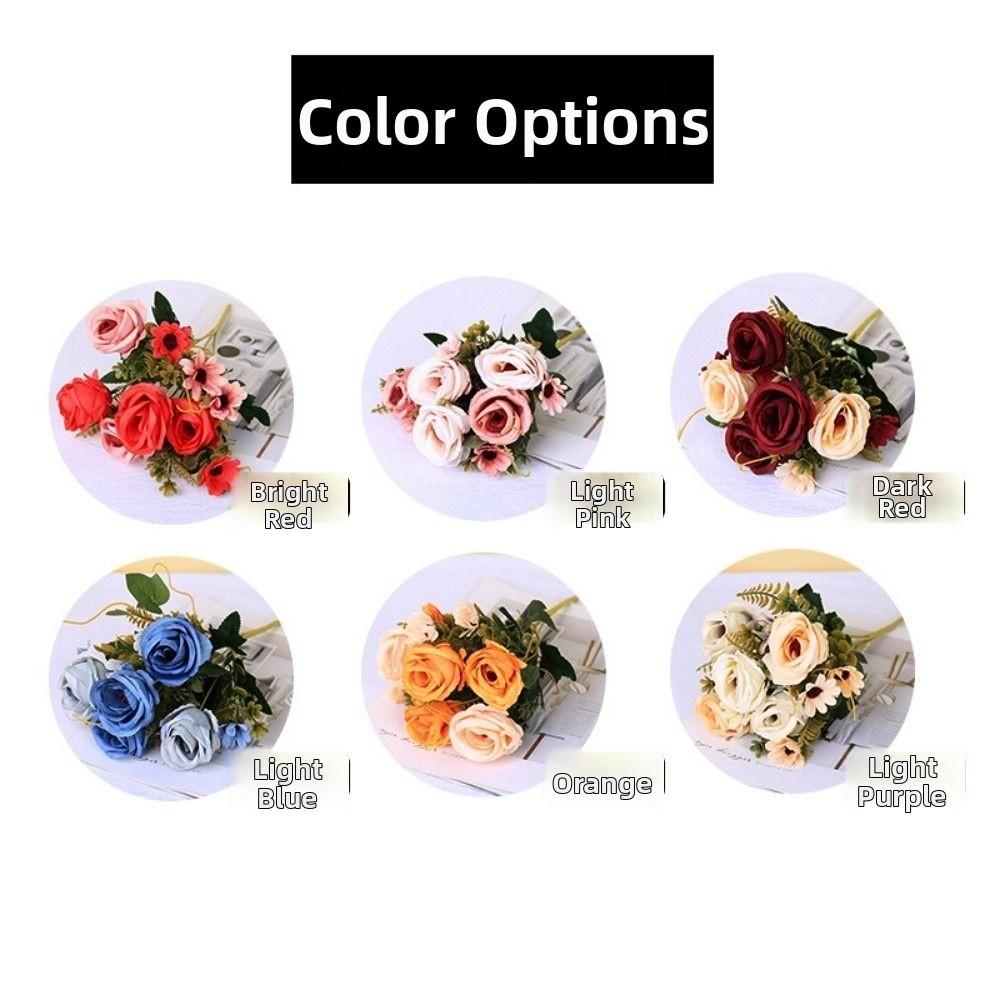 5 Heads Simulated Rose Curled Small Artificial Rose Flowers New Vintage Silk Rose Home Decor