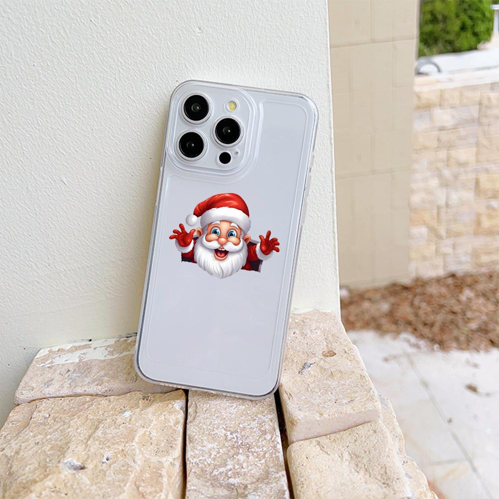 N100 Frohe Weihnachten Hochwertige klare Telefonhüllen für iPhone 16 Pro Max Samsung S23 Ultra A15 A35 A54 Xiaomi Redmi Note13 Weiche stoßfeste Rückseite