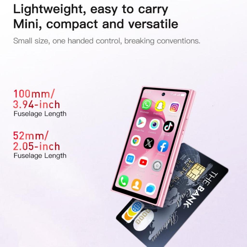 S26 PRO Mini 4G Smartphone 4.0inches 2GB RAM 16GB ROM Dual Camera 2MP+5MP LTE Dual SIM Bluetooth Type-C Torch Face Unlock Android Mobile Phone