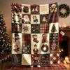 1 Stück Vintage Weihnachts-Patch-Thema Flanelldecke - Große Größe, Weich, Leicht und Warm, Geeignet für Alle Jahreszeiten - Perfekt für Bett, Sofa, Büro, Camping