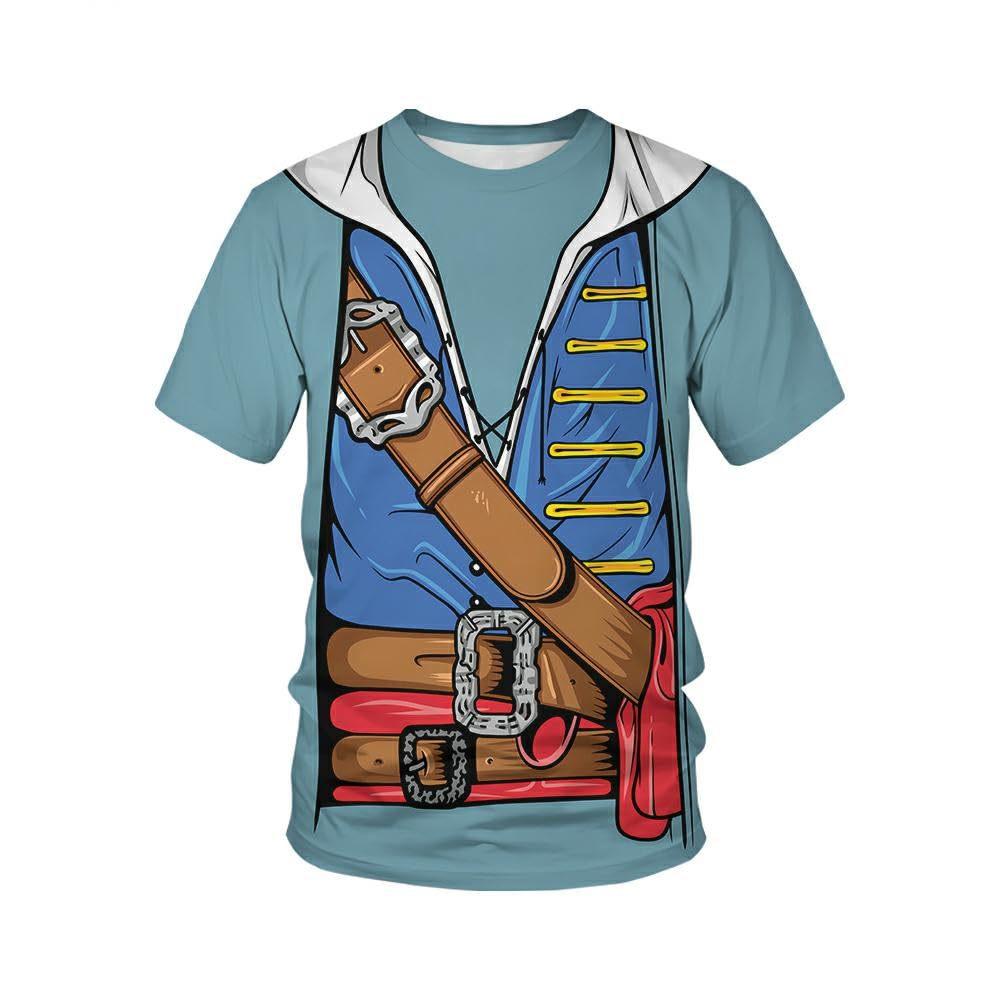 Summer Round Neck 3D American Flag Print Top Fashionable Casual Short Sleeved Men's T-shirts