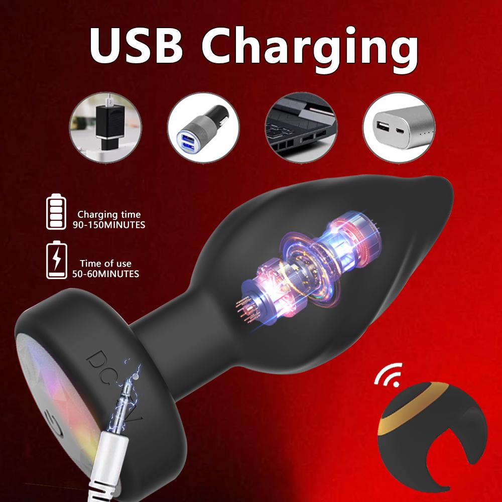 Anal Plug Vibrator Couples Sex Toys for Women Light Up Vibrating Butt Plug 10 Vibrations Adult Products Women Rose Vibrators