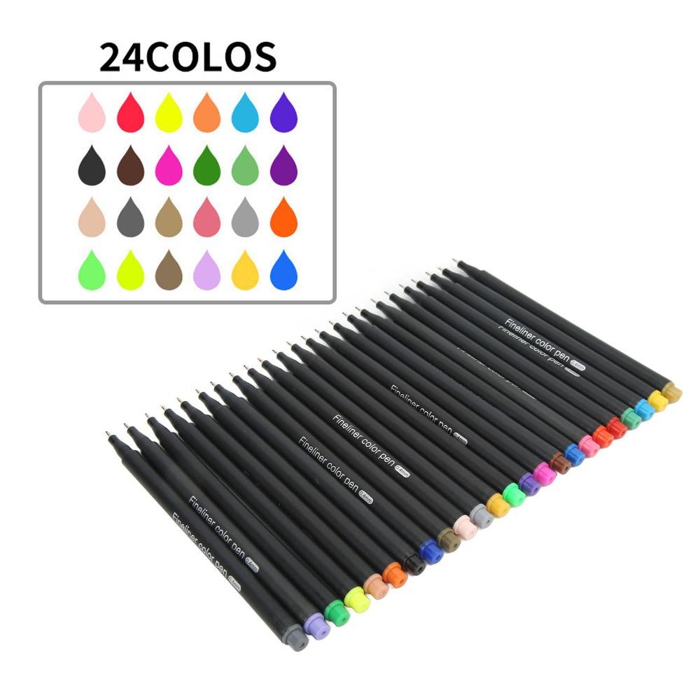 0.4mm Thin Tip Fineliner Pens 24 Colors Drawing Markers Fineliner Color Pens Set  Journaling